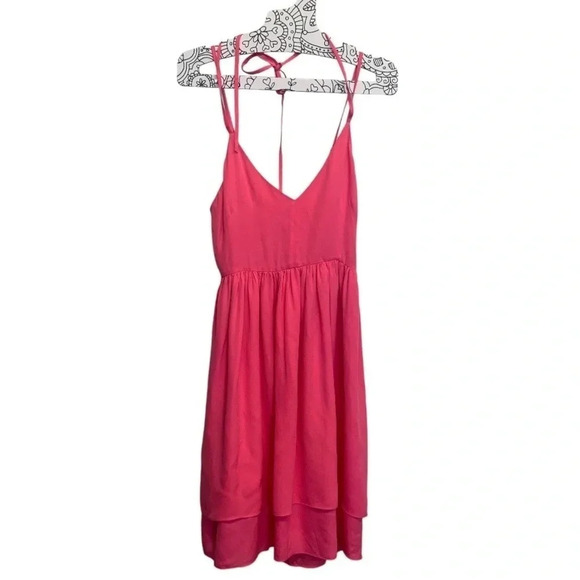 Rebecca Minkoff Belinda Pink Silk Halter Mini Dress Party Cocktail Evening - Picture 2 of 7